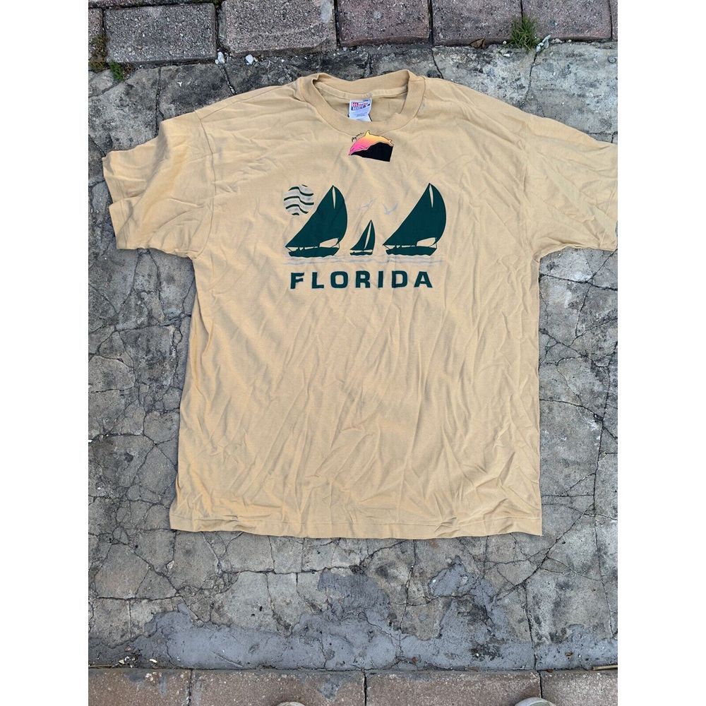 Vintage 90's Lot Of 2 Florida Seashell Summer T-Shirt XL Hanes Made USA - Picture 9 of 12